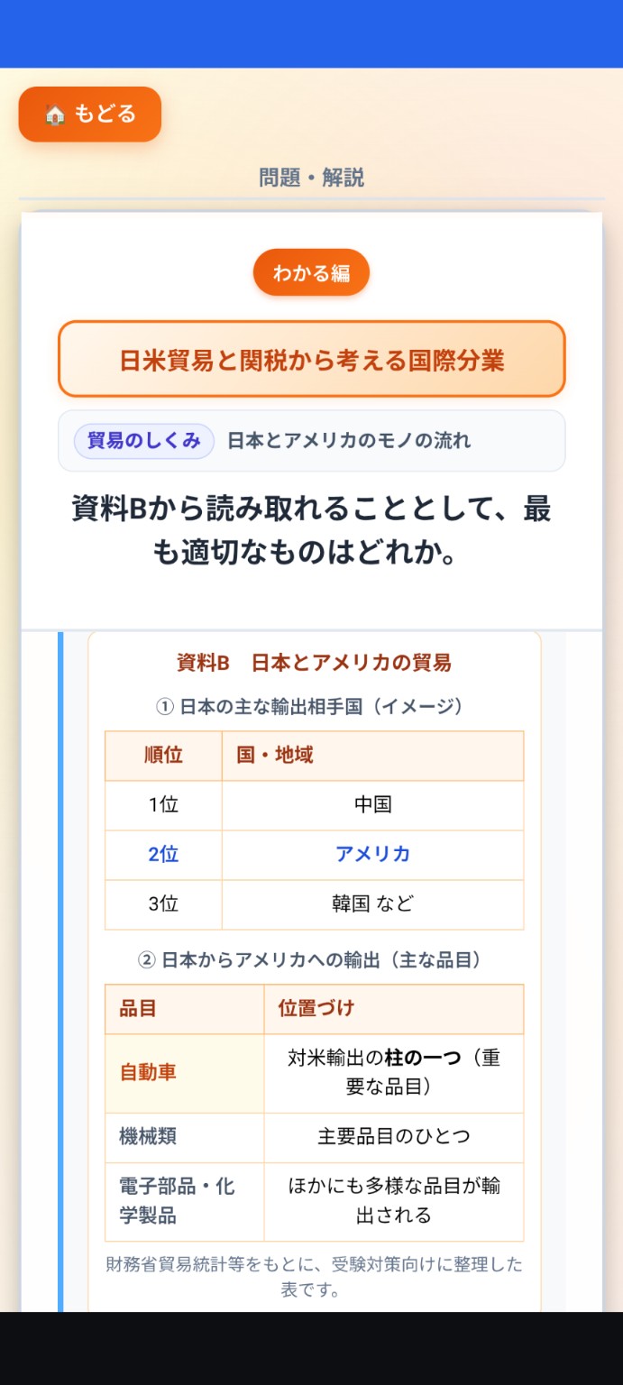 資料問題のスマホ画面
